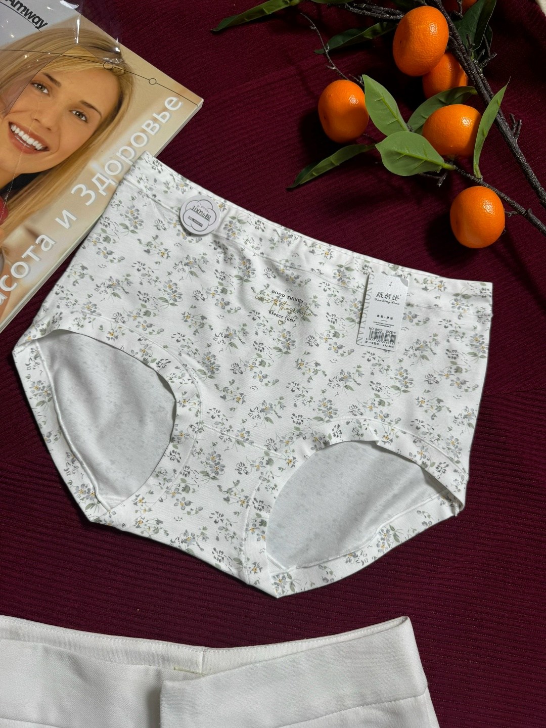 комплект женских трусов,женские трусы хлопок,комплект трусов слипы,трусы женские макси в белом цвете с рисунком,трусы женские хлопковые