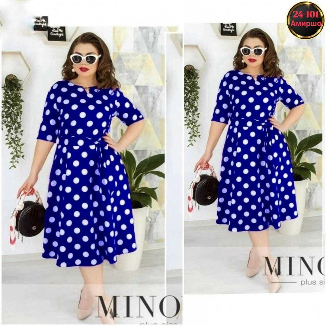платье женское больших размеров,платье в горошек для полных,платье с поясом,женское платье в горох,платье