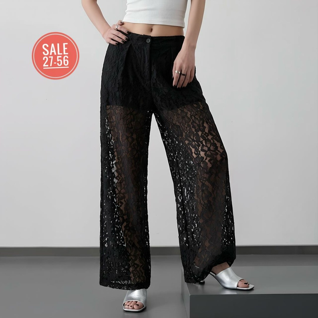 брюки прямые из кружева mollis,брюки прямые из кружева,кружевные брюки,кружевные штаны,брюки кружевные прозрачные гипюровые