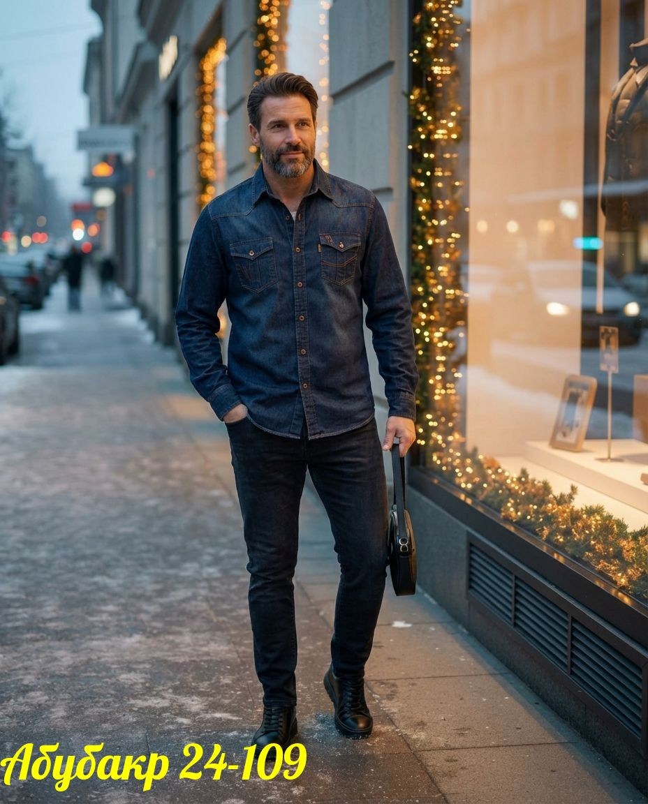 мужская джинсовая рубашка с длинными рукавами,мужская джинсовая рубашка,рубашка под джинсы мужская,мужская мода,джинсы и рубашка