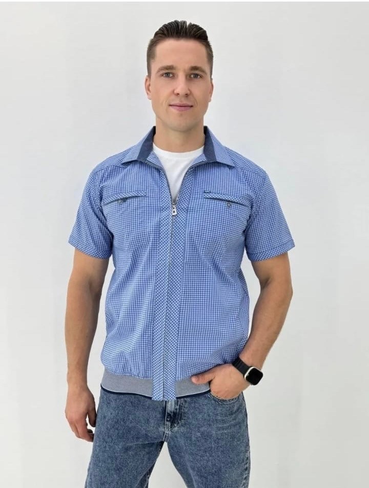 рубашка легкая,мужская рубашка с короткими рукавами,модные мужские рубашки,рубашка с коротким рукавом на молнии,рубашка с короткими рукавами