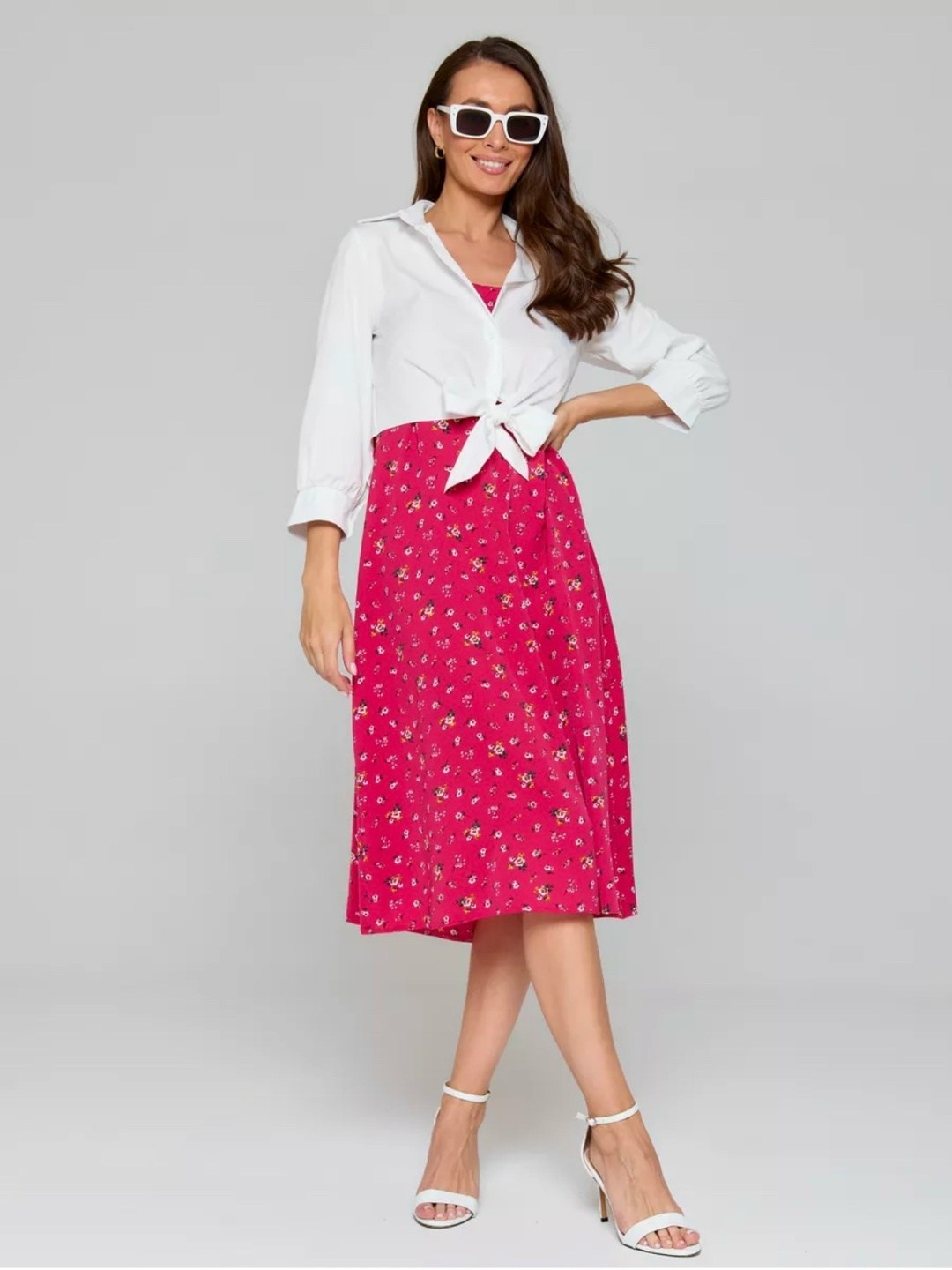 сарафан с рубашкой,модные наряды,костюм с платьем,платье сарафан с рубашкой