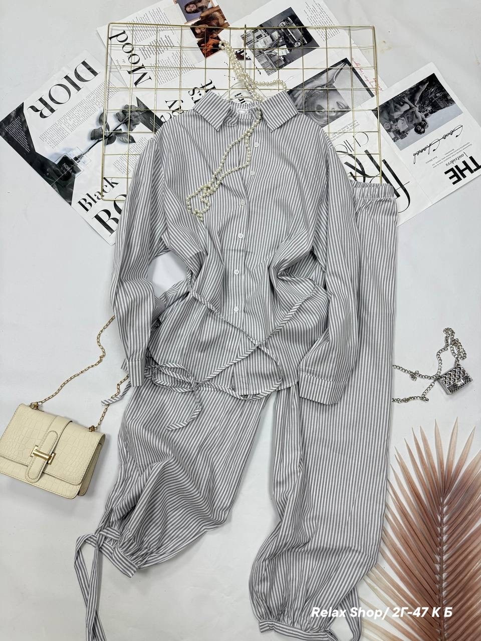 брюки женские белые в голубую полоску,повседневный костюм,костюм брючный с рубашкой,костюм летний брючный с рубашкой,брюки широкие