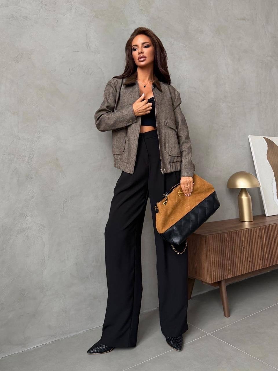 куртка женская коричневая,куртка женская,модная куртка,куртка бомбер женская,бомбер укороченный шерстяной оверсайз куртка осенняя outstyle 331621444