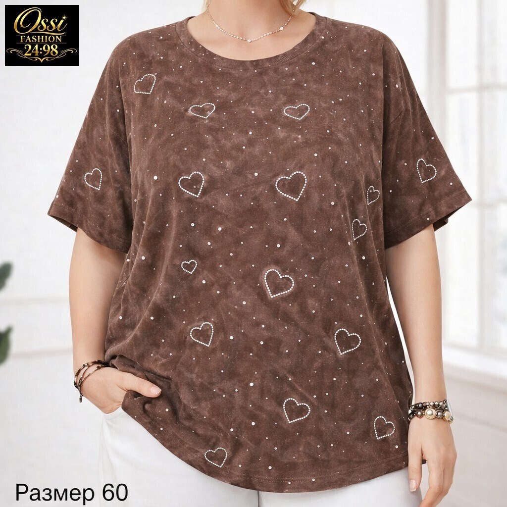 женская футболка,футболка больших размеров женская,блузка больших размеров с пайетками limonti,стильная футболка,футболка оверсайз со стразам