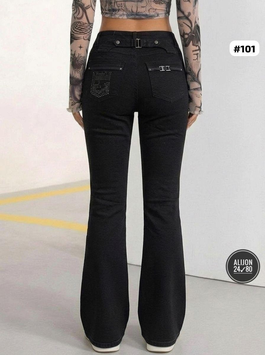 джинсы клеш от колена pularia fashion,женские джинсы клеш,черные джинсы клеш,джинсы клёш,женские джинсы