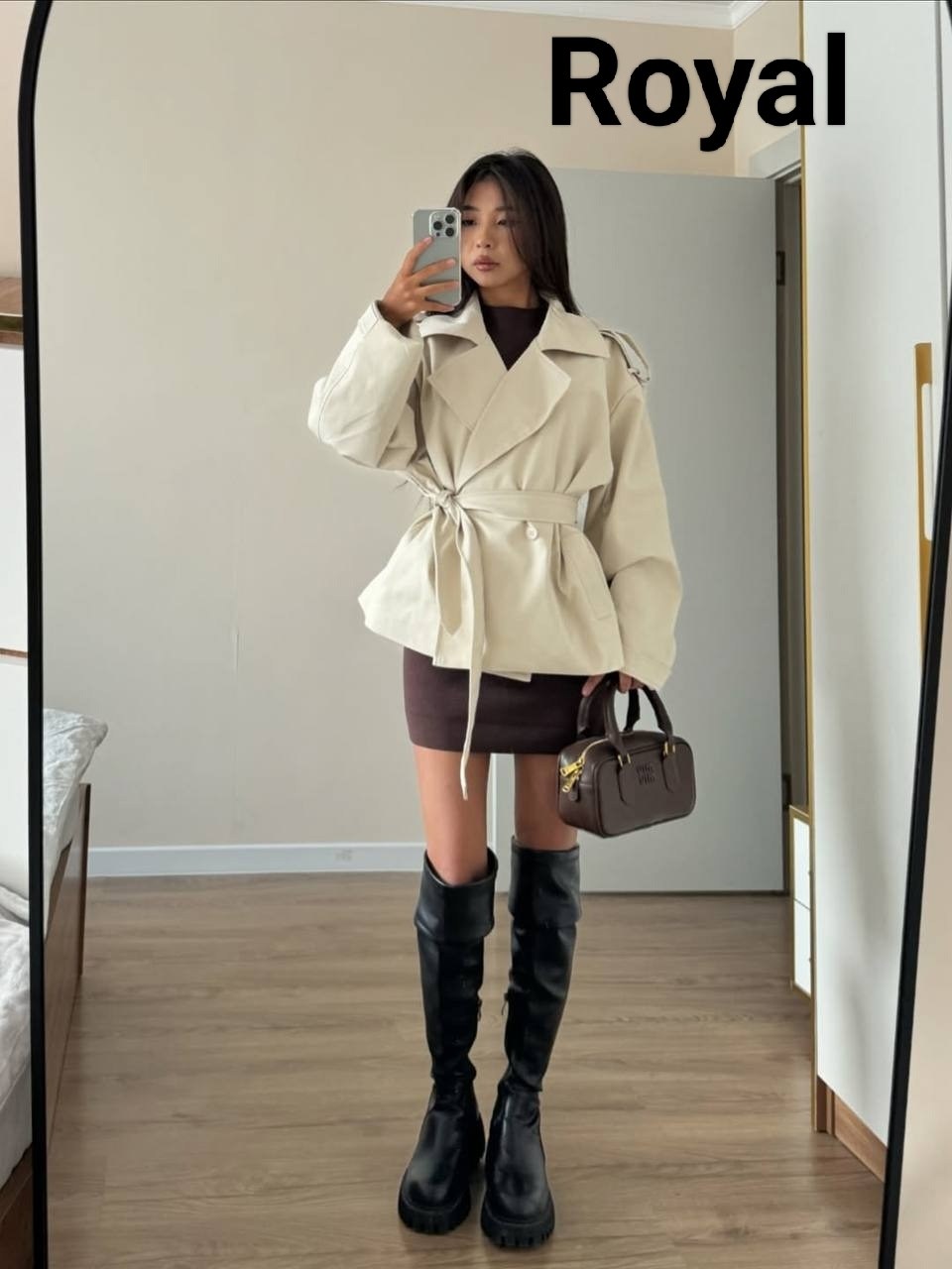 пальто асимметрия,,черный брючный костюм,женская верхняя одежда