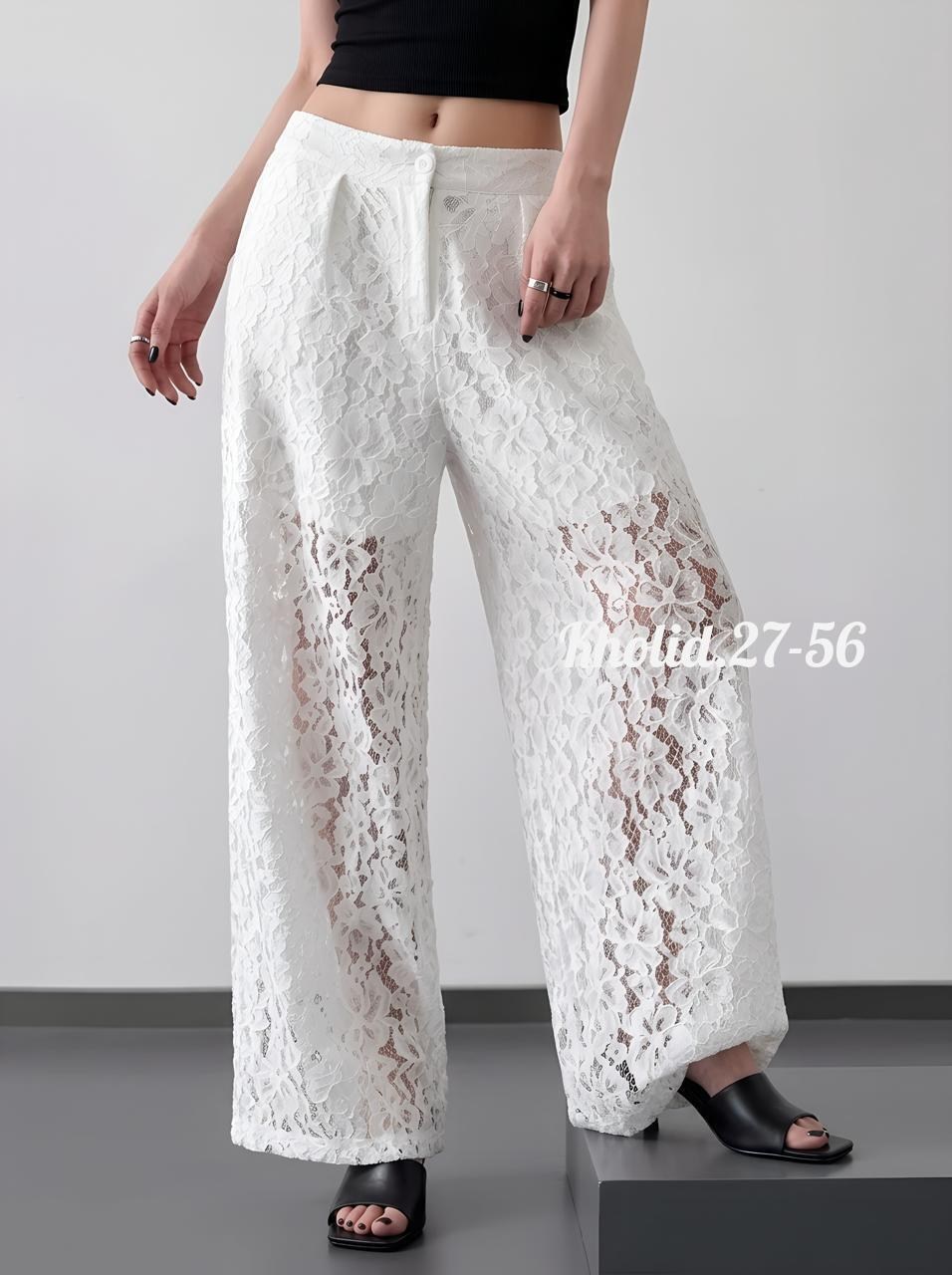 брюки прямые из кружева mollis,брюки с кружевом,брюки прямые из кружева,брюки белые кружевные,брюки из кружева