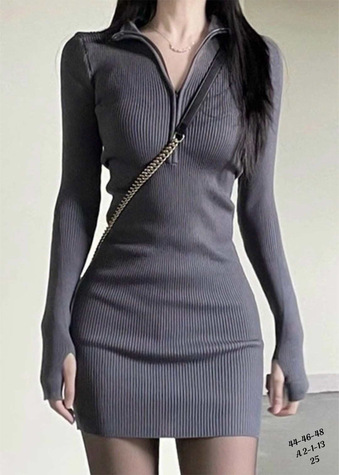 платье женское с молнией спереди,платье черное вязаное,женское трикотажное платье на молнии,трикотажное платье с длинными рукавами,трикотажное платье в стиле