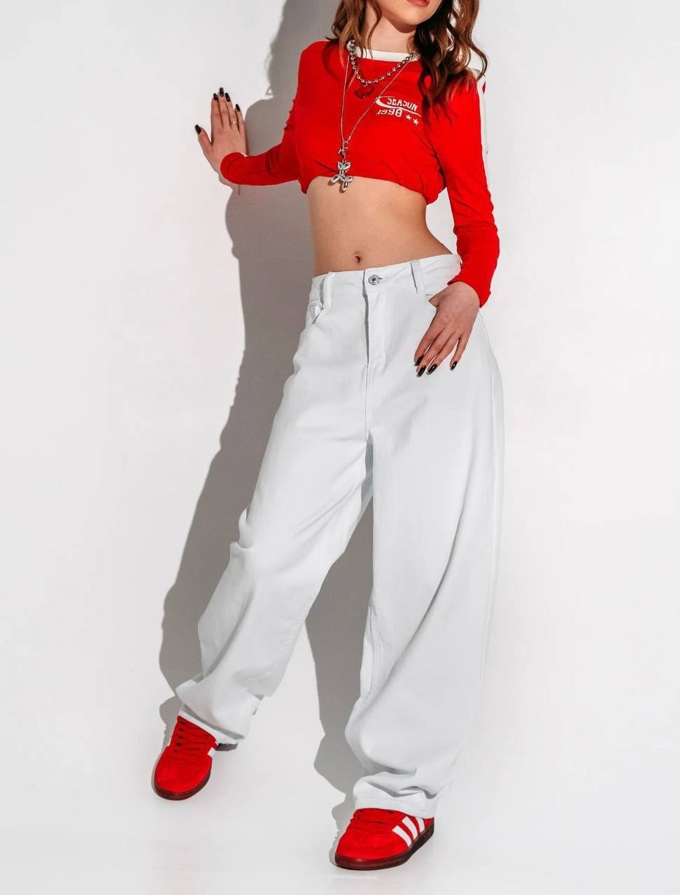 костюм для девушек,джинсы белые,джинсы широкие,брюки женские карго