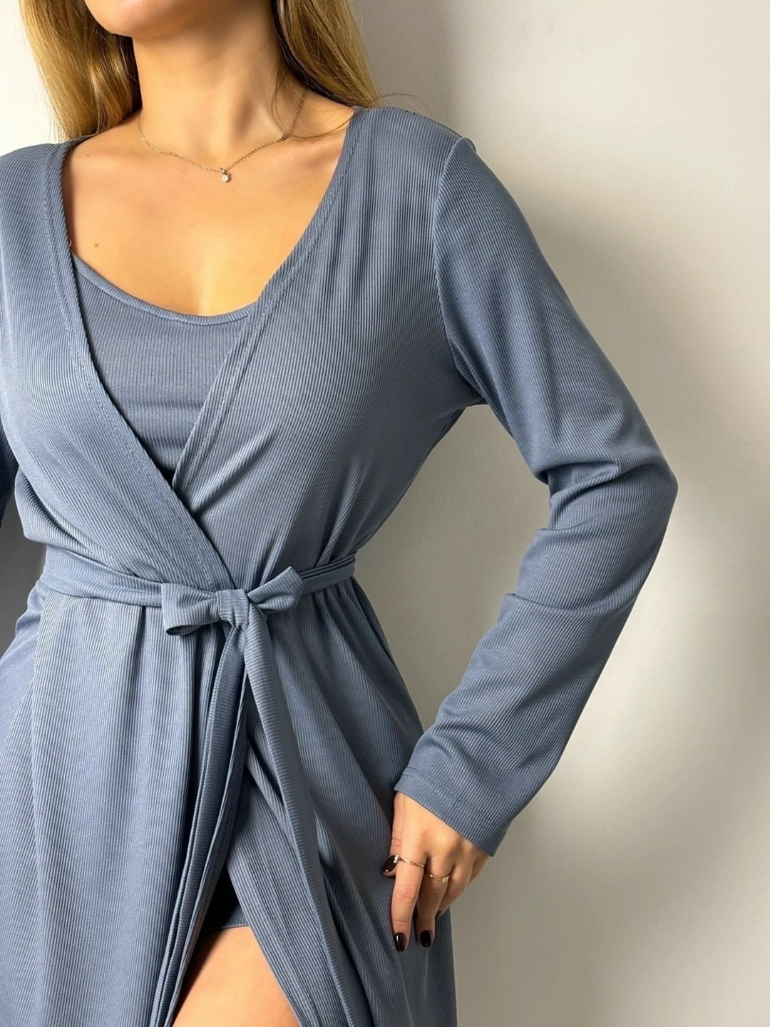 женская трикотажная пижама тройка,комплект халат и сорочка ночная,женская пижама+халат ткань лапша,костюм тройка женский,комплект женских