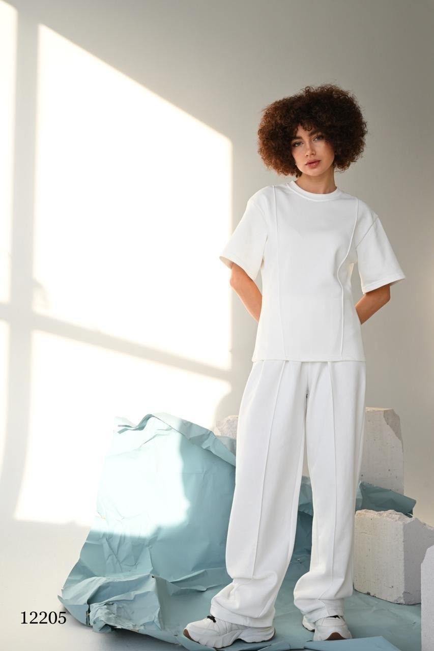 костюм с брюками,костюм брючный с футболкой,костюм женский,костюм женский белый,костюм с брюками палаццо