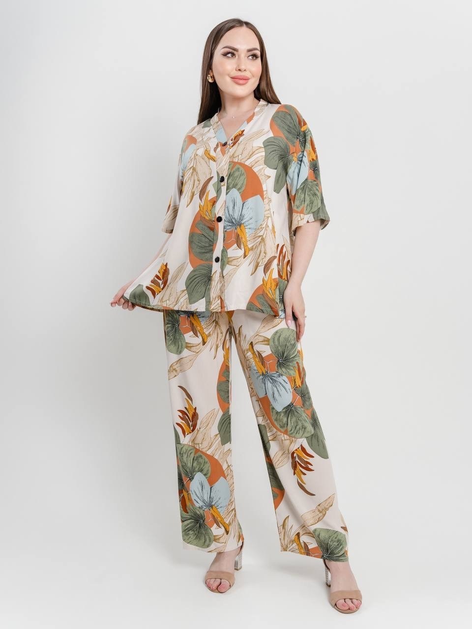 костюм женский летний брючный,костюм брючный летний оверсайз,женский костюм свободного кроя,пижама домашний костюм со штанами stylebloom 176572412,костюм с брюками