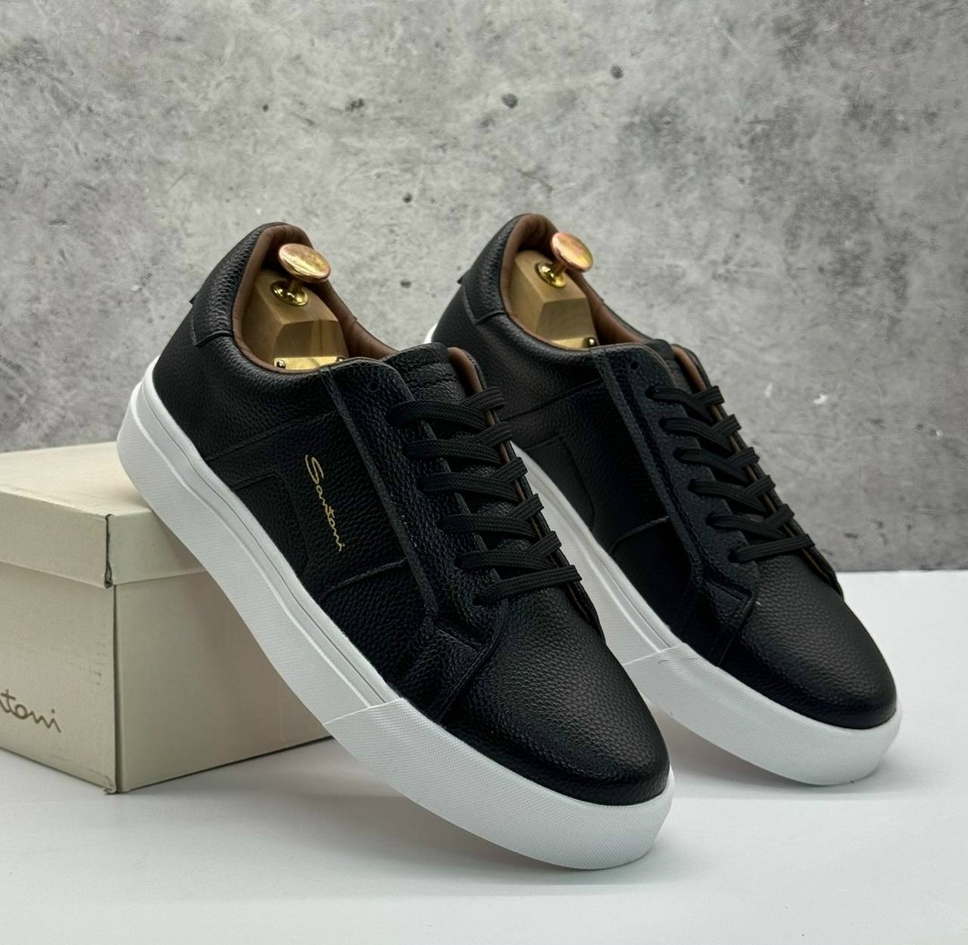мужские кеды santoni,кеды мужские кожаные santoni черные premium,кроссовки santoni,,мужские кеды