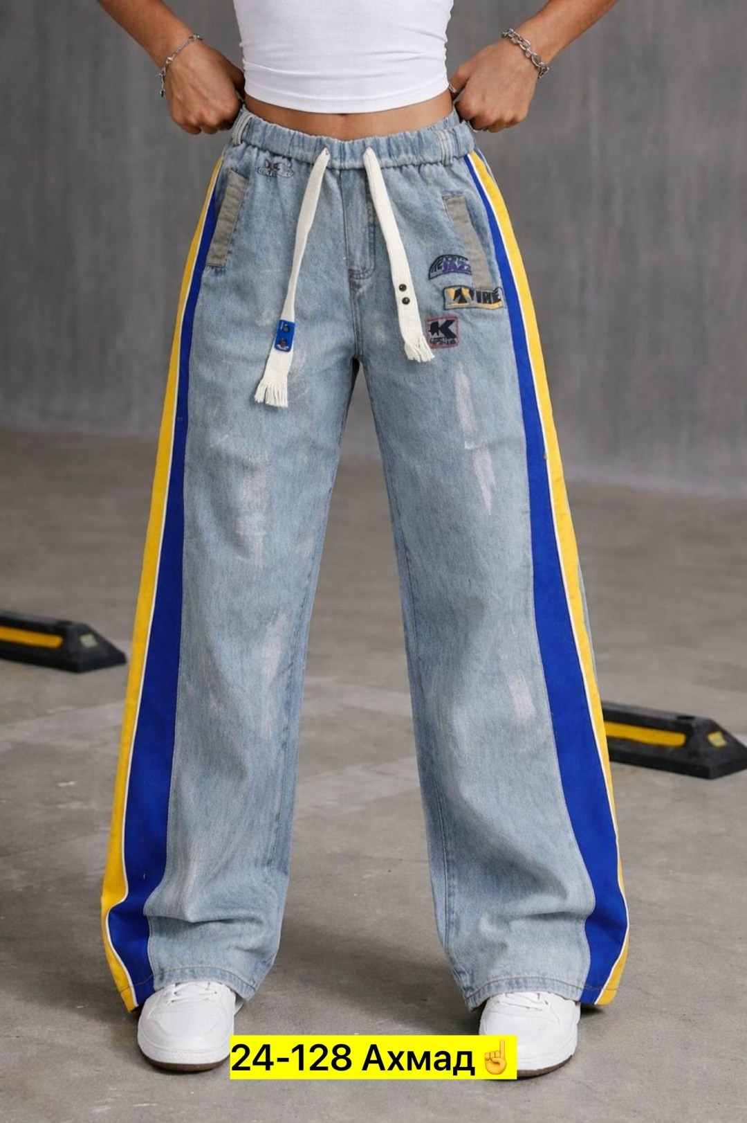 брюки джинсы,джинсы широкие,джинсы женские,комбинированные джинсы,джинсы с лампасами