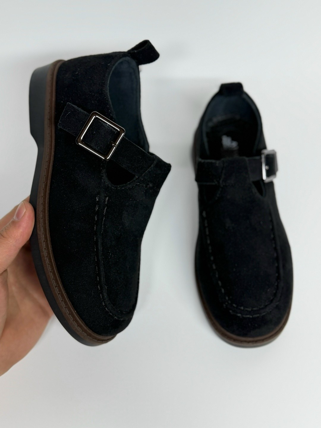 ,лоферы коричневые с ремешком замшевые,повседневная ,женская ,обуви