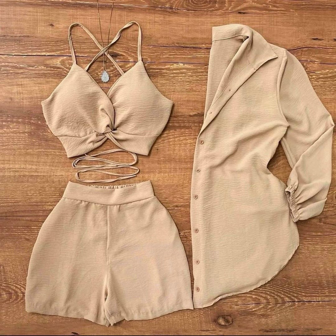 комплект одежды женские,женский костюм шорты,женские летние костюмы,топ на завязках,комплект одежды