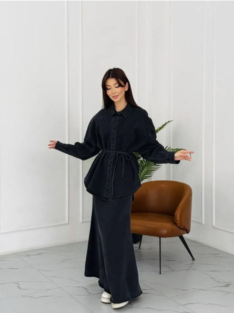 джинсовый костюм с юбкой,костюм с юбкой и рубашкой,джинсовые костюмы,стильный джинсовый костюм,джинсовый костюм женский