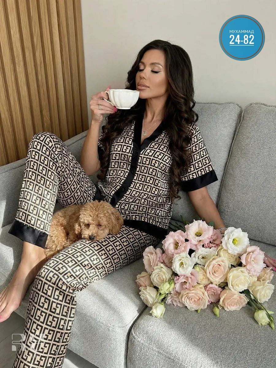 пижама женская,костюм для дома пижама,комплект пижама,костюм домашний пижама,пижама фенди