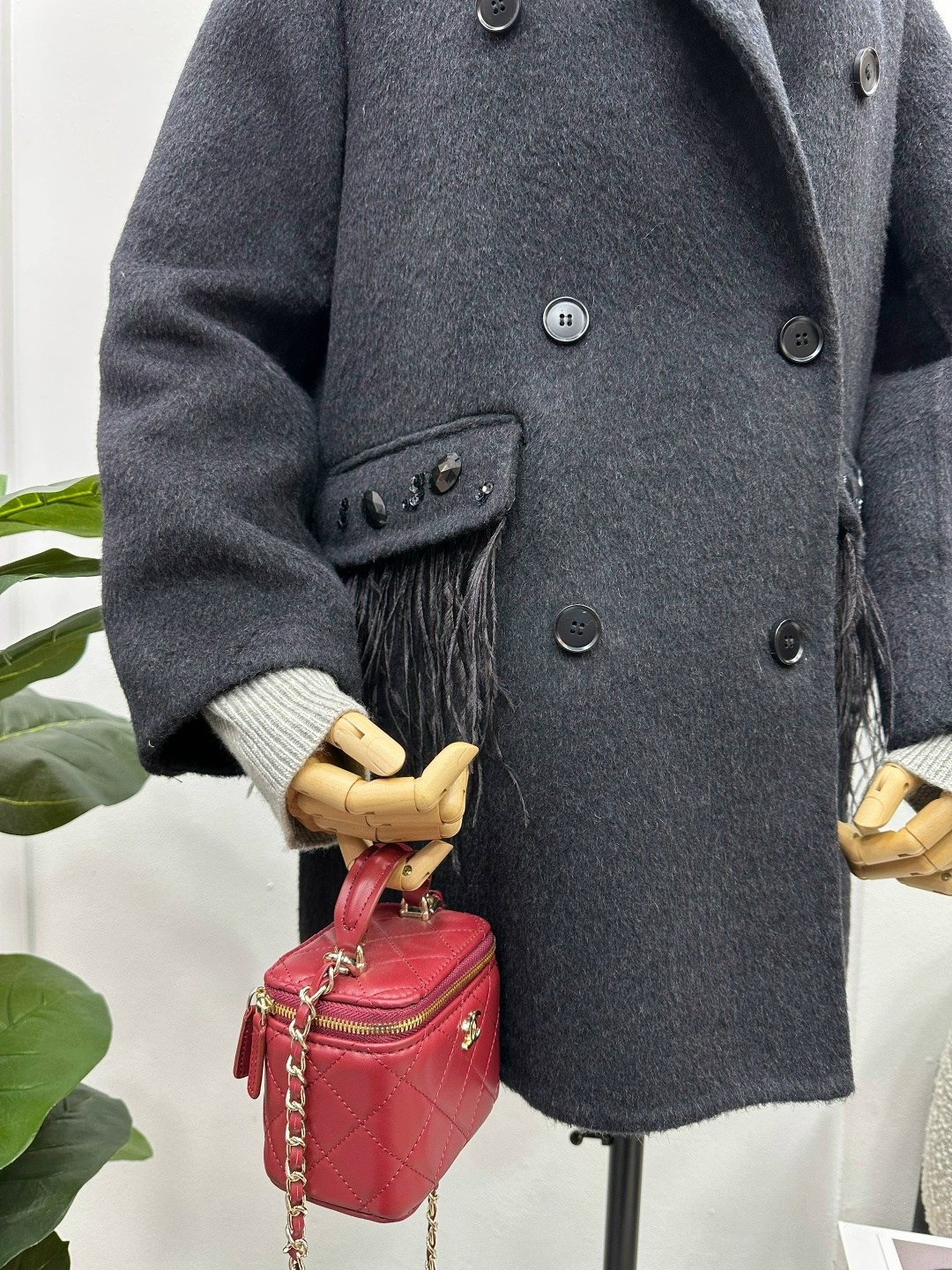 полупальто,шерстяное пальто,пальто-бушлат из шерсти love republic,пальто двубортное,черное пальто