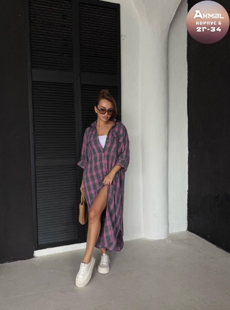 рубашка в клетку оверсайз удлиненная,рубашка женская в клетку pinacolada64,платье рубашка,рубашка женская в клетку,рубашка в клетку женская оверсайз
