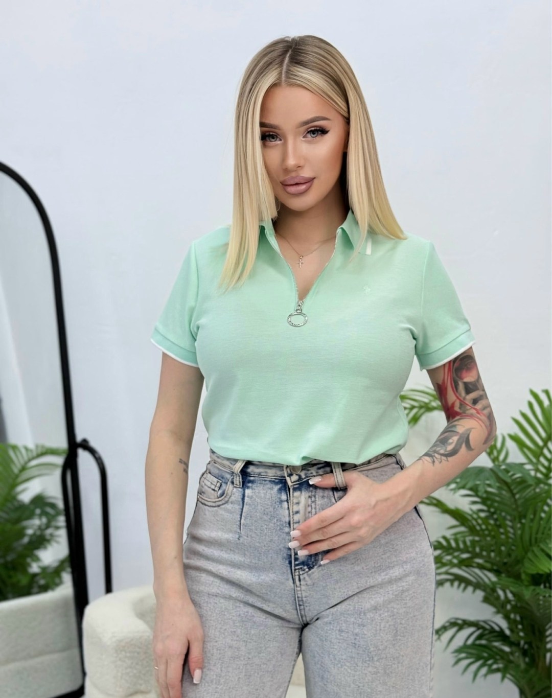 женская футболка поло,женская футболка,футболка с замком,поло с замком