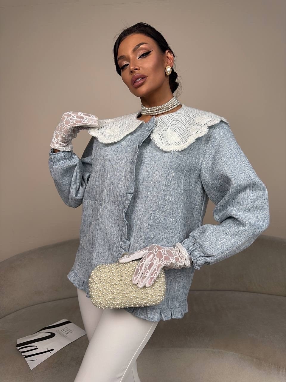 джинсовая блузка,модная блузка,блузка с воротником,блузка с оборками,блузка женская