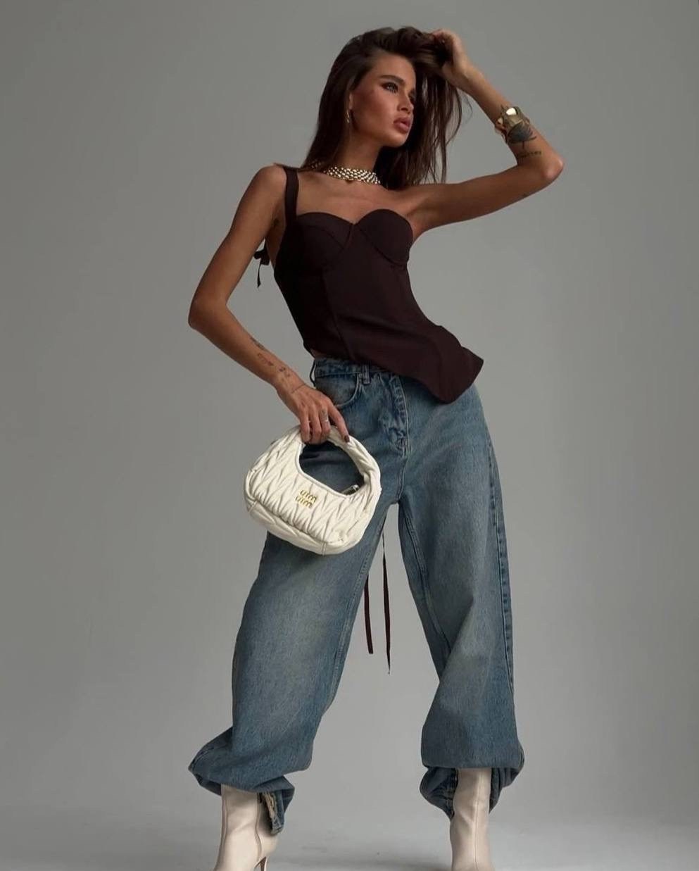 стильные джинсы,модная ,стильные наряды,корсет женский