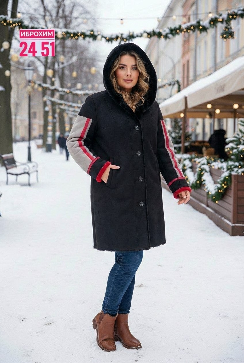 пальто зимнее женское,дизайнерская экошуба в спортивном стиле из комбинированного экомеха,мутоновая шуба,шуба в спортивном стиле,пальто женские