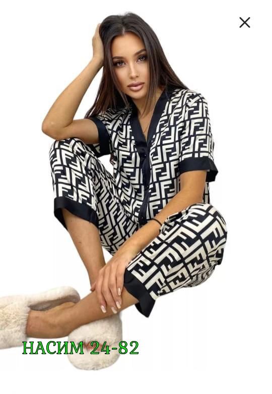 пижама женская,костюм домашний пижама,костюм для дома пижама,пижама фенди,пижама комплект