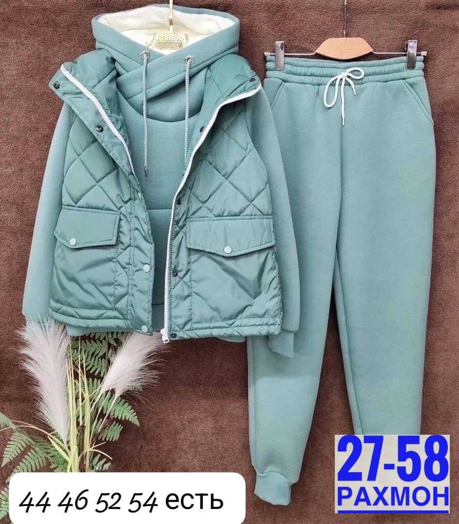 спортивный костюм утепленный mir wear тройка женский,спортивные костюмы женские,костюм на флисе,костюм женский спортивный: жилетка, толстовка и штаны арт. 1274102,костюм тройка женский