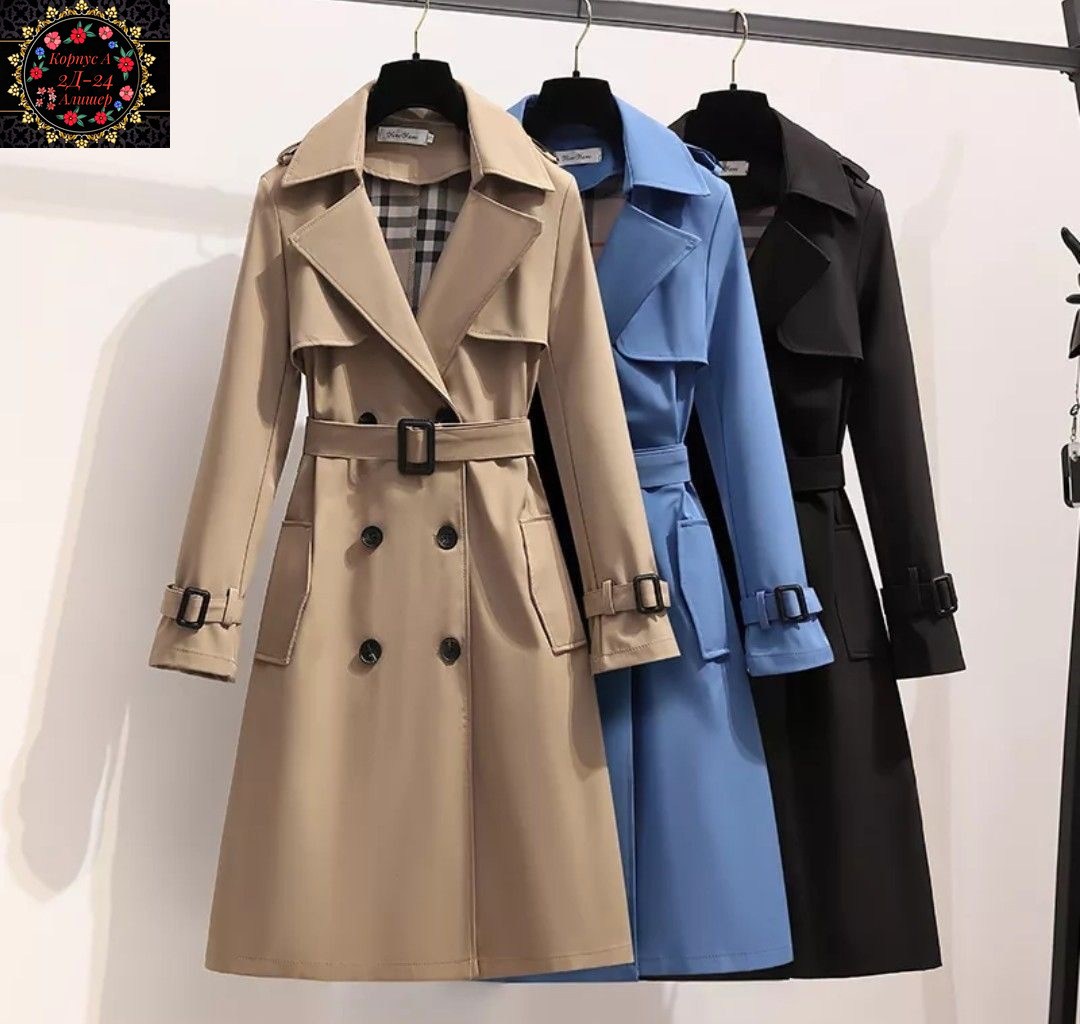 женский двубортный тренчкот средней длины,тренч женский,женские плащи,пальто тренч,женский плащ тренч