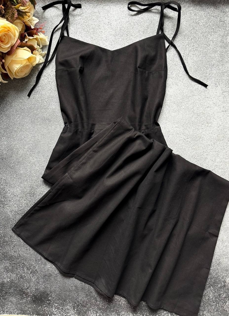 платье на бретелях,платье на шнуровке черное,сарафан с открытой спинкой,платья,платье сарафан