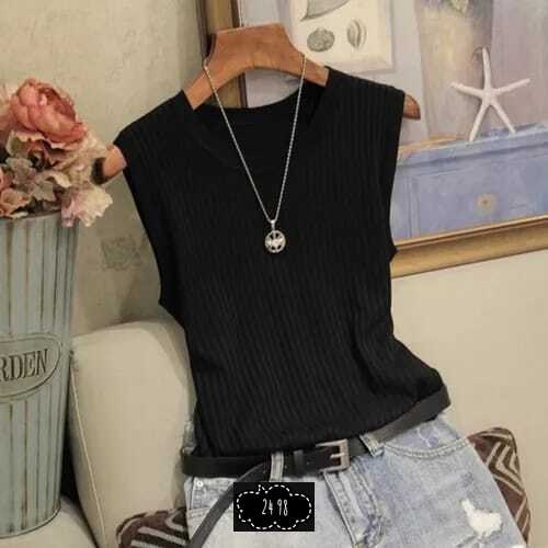 блузка женская без рукава,трикотажный жилет,модные топы без рукавов,женский вязаный жилет,блузка с круглым вырезом