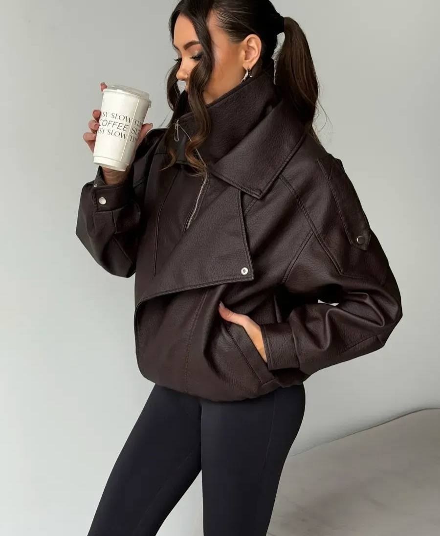 кожаная куртка,женская кожаная куртка,куртка женская из искусственной кожи,куртка женская,косуха оверсайз