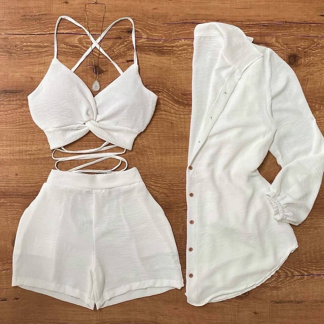 комплект одежды женские,женский костюм шорты,женские летние костюмы,топ на завязках,комплект одежды