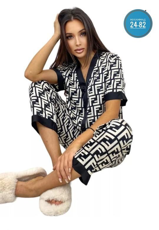 пижама женская,костюм для дома пижама,комплект пижама,костюм домашний пижама,пижама фенди