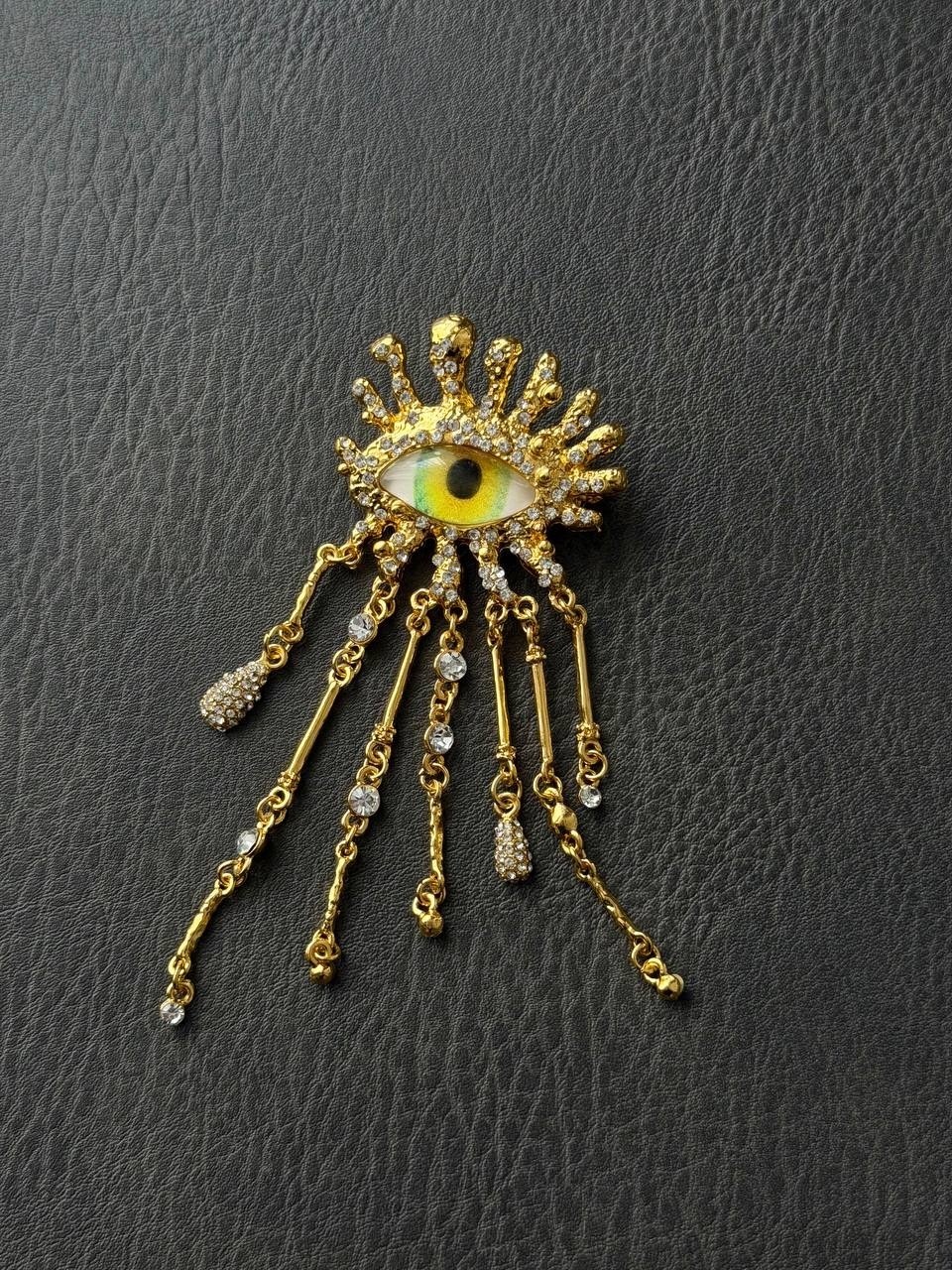 женская винтажная брошь в виде глаз демона,брошь глаз,брошь в виде глаза,женская и мужская винтажная брошь "глаза демона",schiaparelli inspired brooch eye of providence evil eye protection style