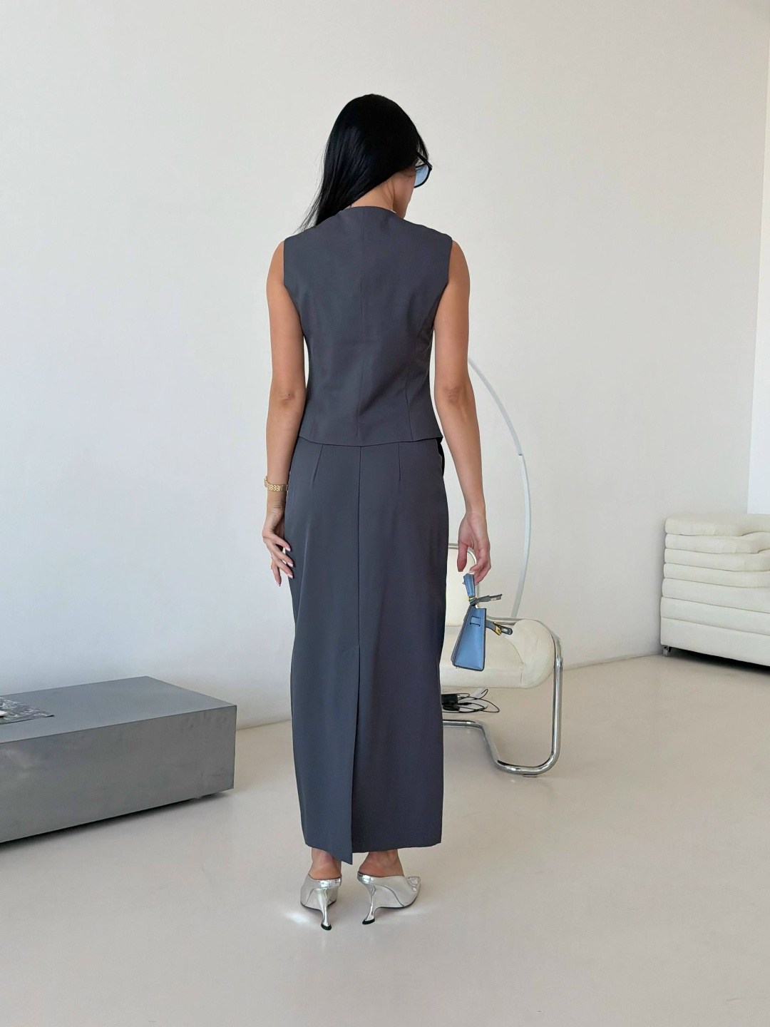 юбка с жилетом,костюм с юбкой,костюм жилетка с юбкой миди brand dongak 433389638,костюм жилетка с юбкой макси tizara collection цвет графит серый,костюм жилетка с юбкой макси tizara collection