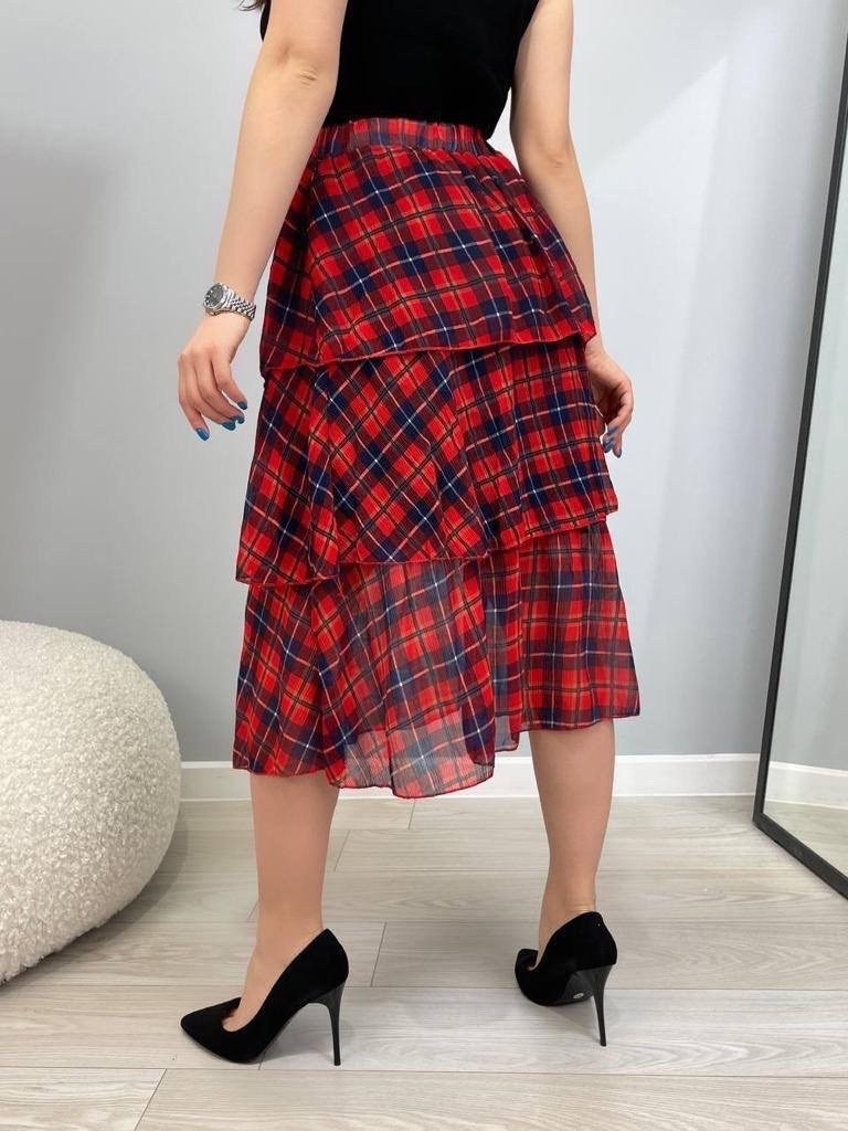 юбка,юбка миди в клетку,юбка с оборками,юбка в клетку,юбка женская