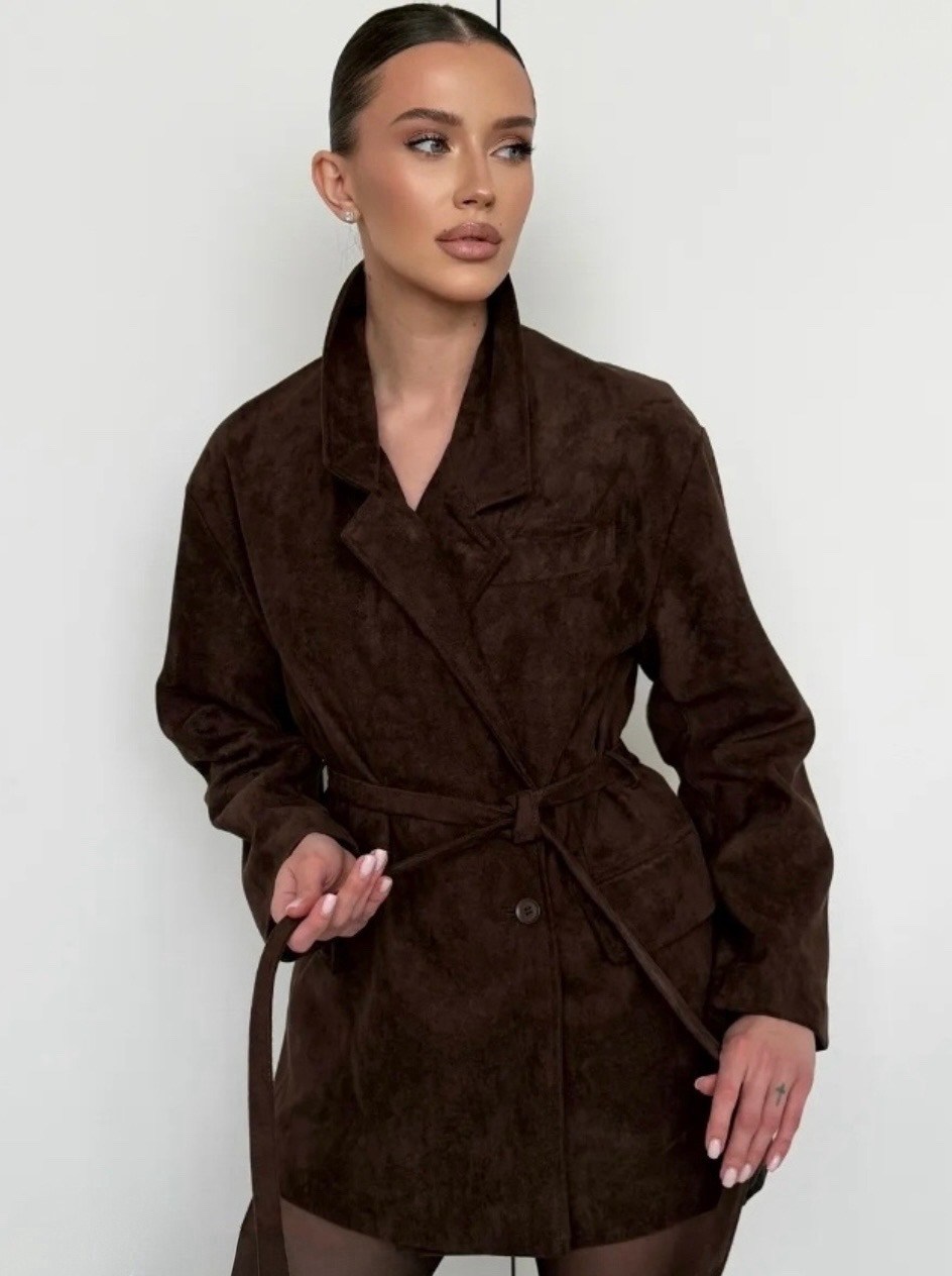 куртка замшевая жакет премиум x'zotic,классическая коричневая замшевая женская куртка с поясом,куртка замшевая жакет премиум x'zotic 370919299,замшевая куртка,куртка замшевая женская