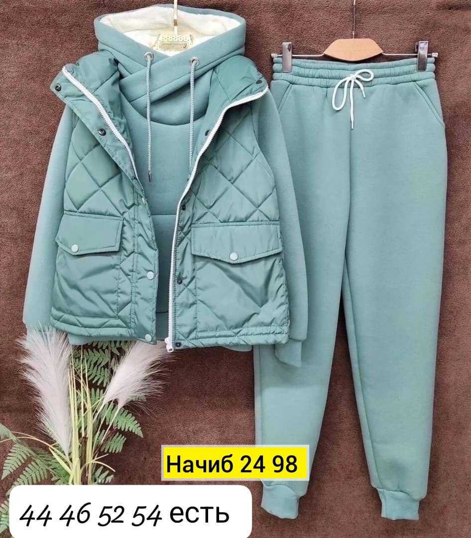 спортивный костюм утепленный mir wear тройка женский,спортивные костюмы женские,костюм на флисе,костюм тройка женский,костюм женский спортивный: жилетка, толстовка и штаны арт. 1274102