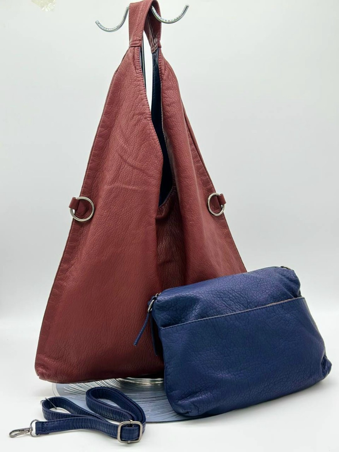 сумка,женская сумка,двусторонняя сумка,сумка хобо на плечо,комплект сумка