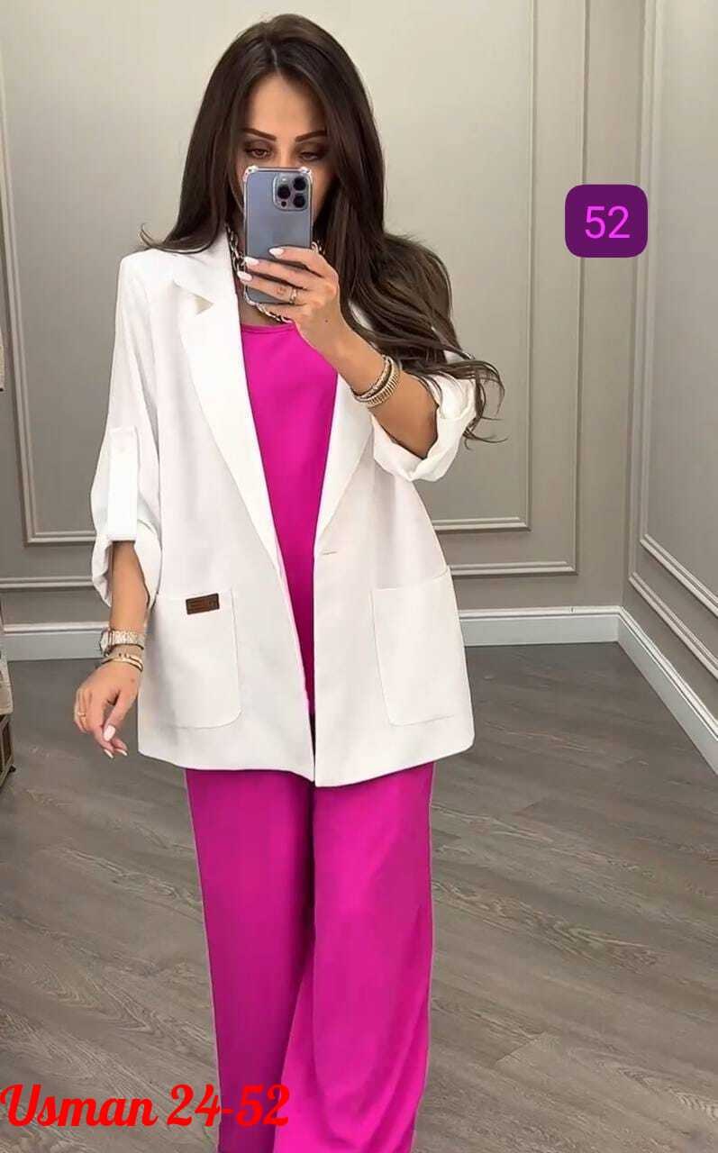 брючный костюм anelli 1398 фуксия,женский брючный костюм двойка,костюм из текстиля с приталенными брюками и жакетом anelli 1398 фуксия,брючный костюм,женский костюм брючный стильный