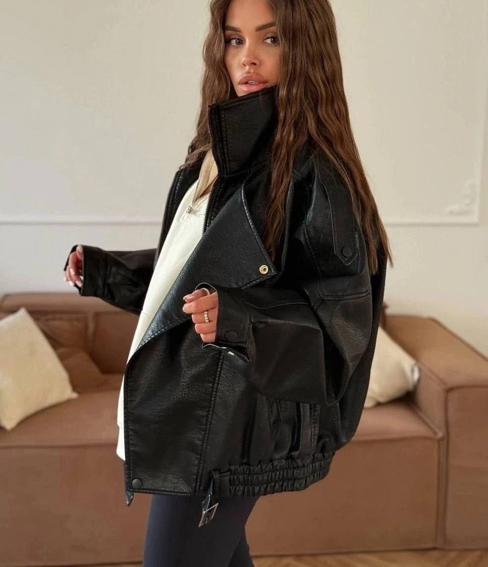 куртка женская,кожаный бомбер демисезонный куртка оверсайз осенний,женская куртка из искусственной кожи,кожаная куртка в стиле ysl,женская кожаная куртка