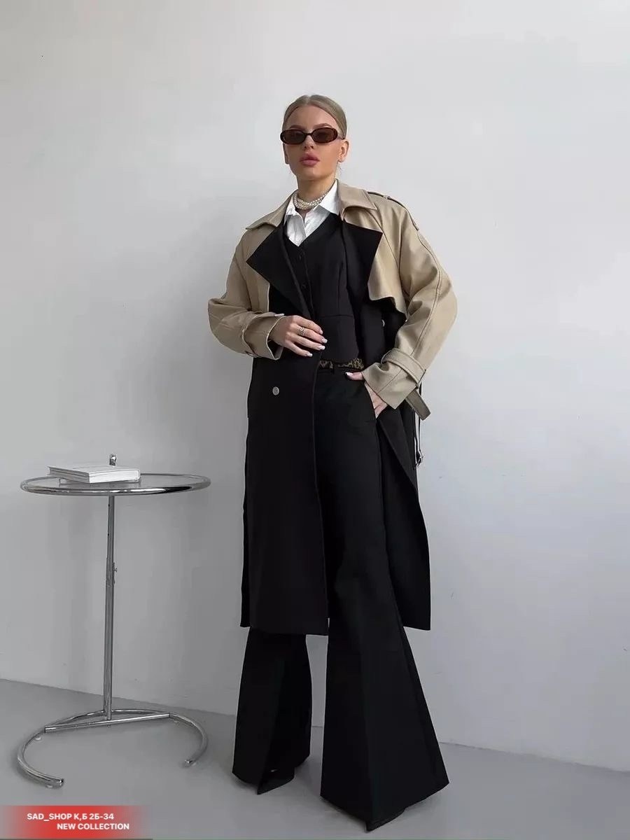 тренч пальто длинный плащ,плащ тренч женский,тренч плащ,тренч длинный женский joypiece,плащи женские