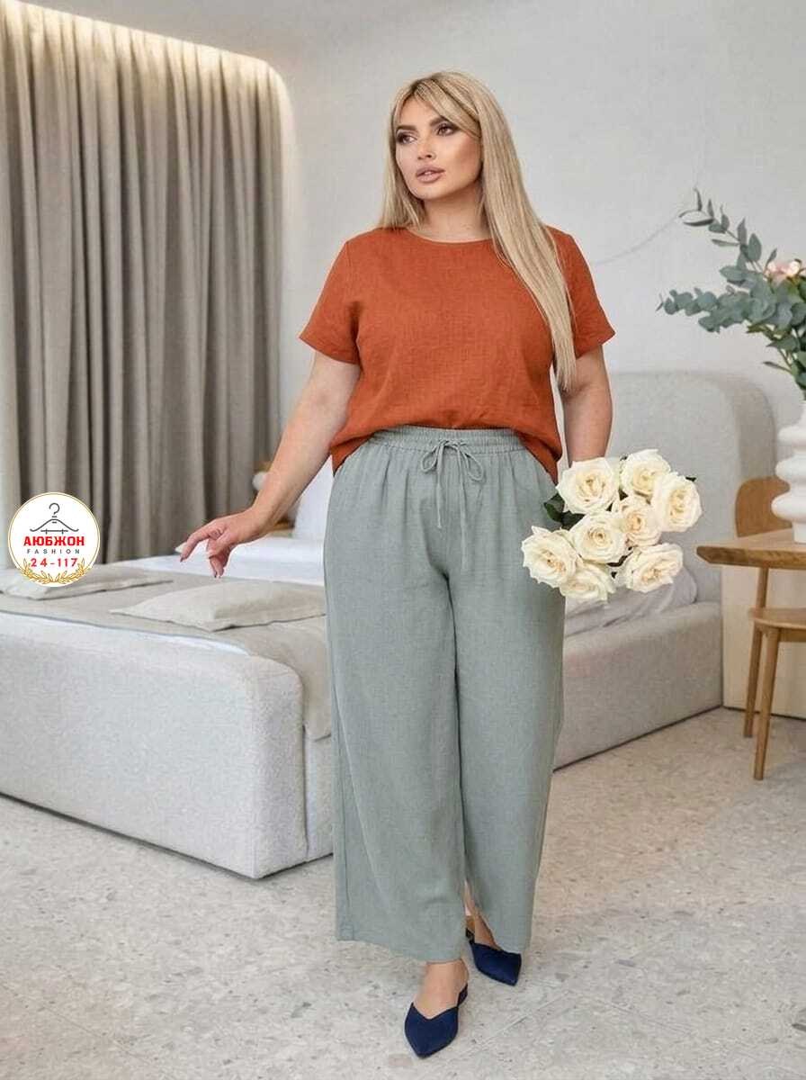 брюки льняные,женские брюки палаццо,брюки палаццо плюс сайз,широкие брюки,брюки женские льняные