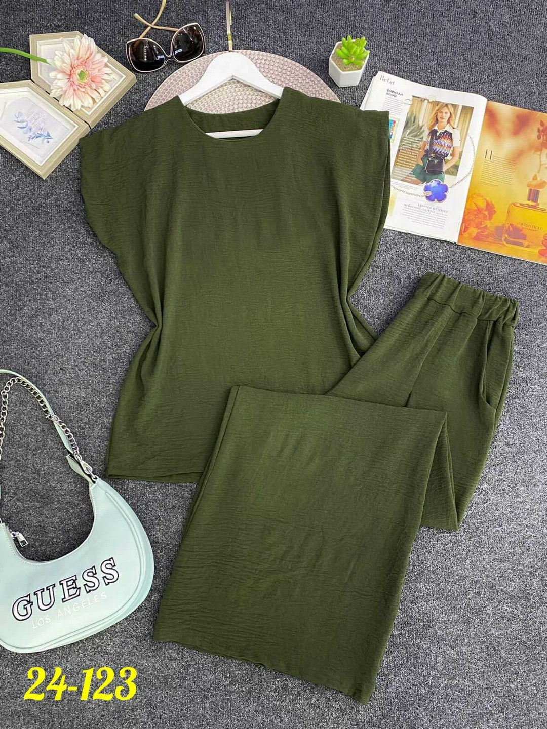 костюм с брюками,костюм летний льняной с брюками палаццо и топом modero,женский костюм с брюками,брючный летний костюм,костюм женский летний брючный