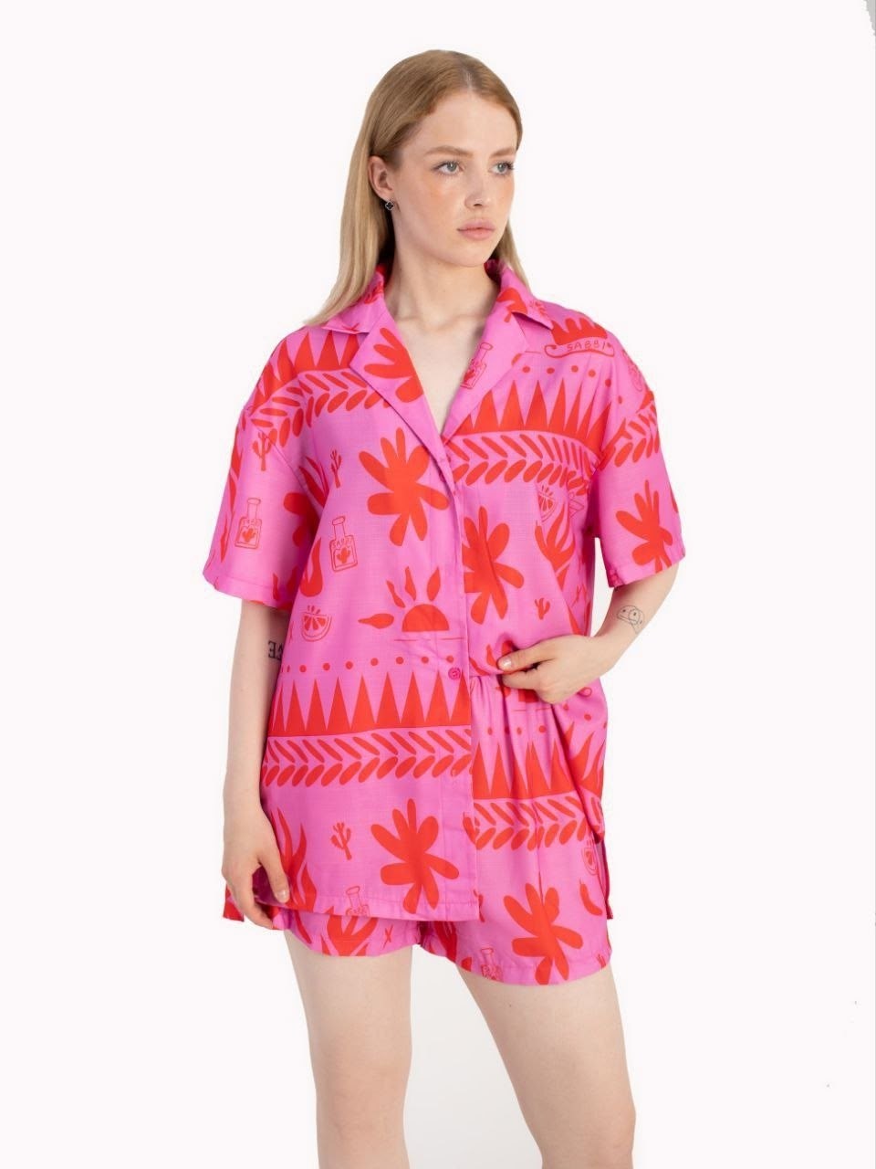 женский костюм,костюм женский летний,,комплект одежды женский massimo dutti пляжный с шортами амарантово-розовый