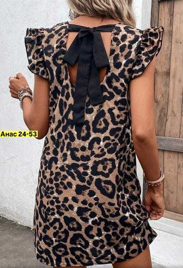 платье,платье с леопардовым принтом,платье женской,мини-платье с леопардовым принтом коричневый,платье мини с леопардовым принтом